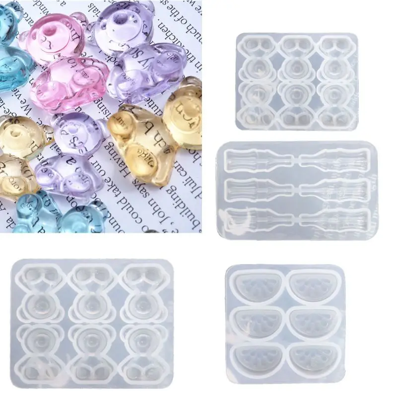 DIY Cute Gummy Molds Silicone Bear Orange Candy Chocolate Coke Drink Bottle Expory Resin Casting Pendant Mold Art Craft | Украшения и