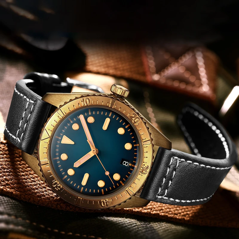 Часы наручные NH35 Мужские механические с сапфировым стеклом суперсветящиеся до 200