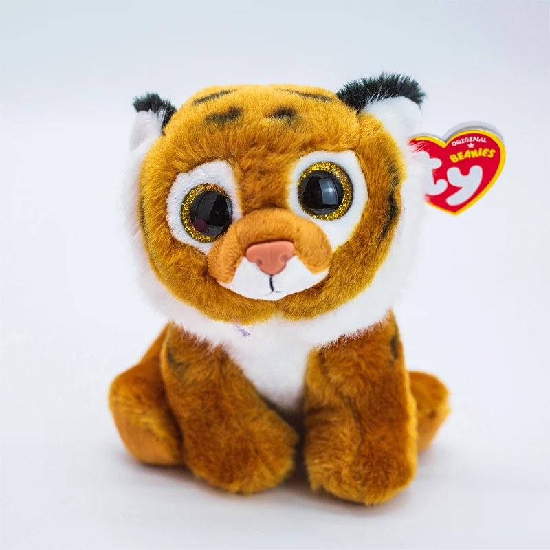 15CM Ty Beanie Stuffed Plush Animals Doll Lion Tiger Penguin Monkey Leopard Pony Fox Big Eye Soft Toys Girl Birthday Gift - купить по