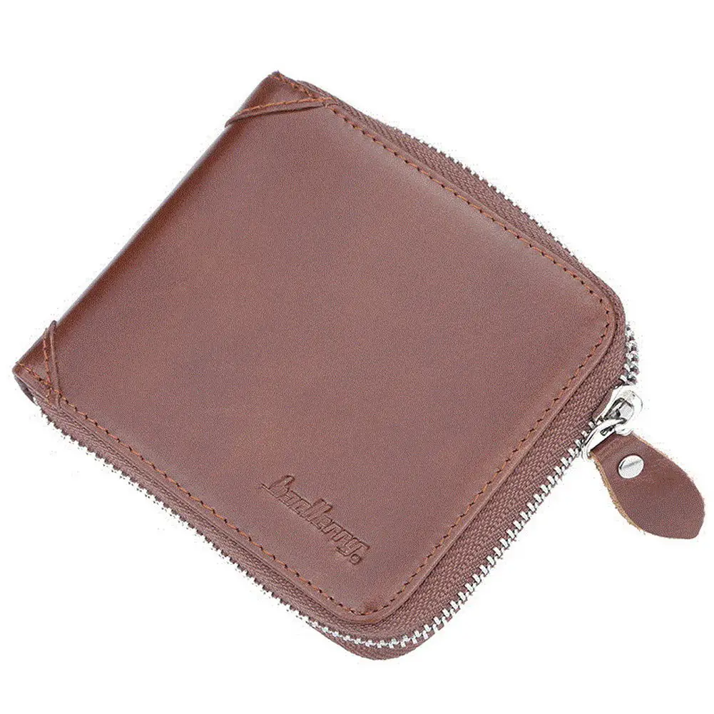 2019 модный мужской кожаный кошелек на молнии вокруг бумажника два сложения мульти