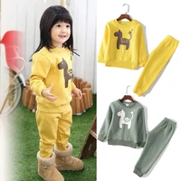 2021 kids clothing set spring autumn cartoon animal pattern long sleeve tops and pants 2pcs suit boys girls print home outfits