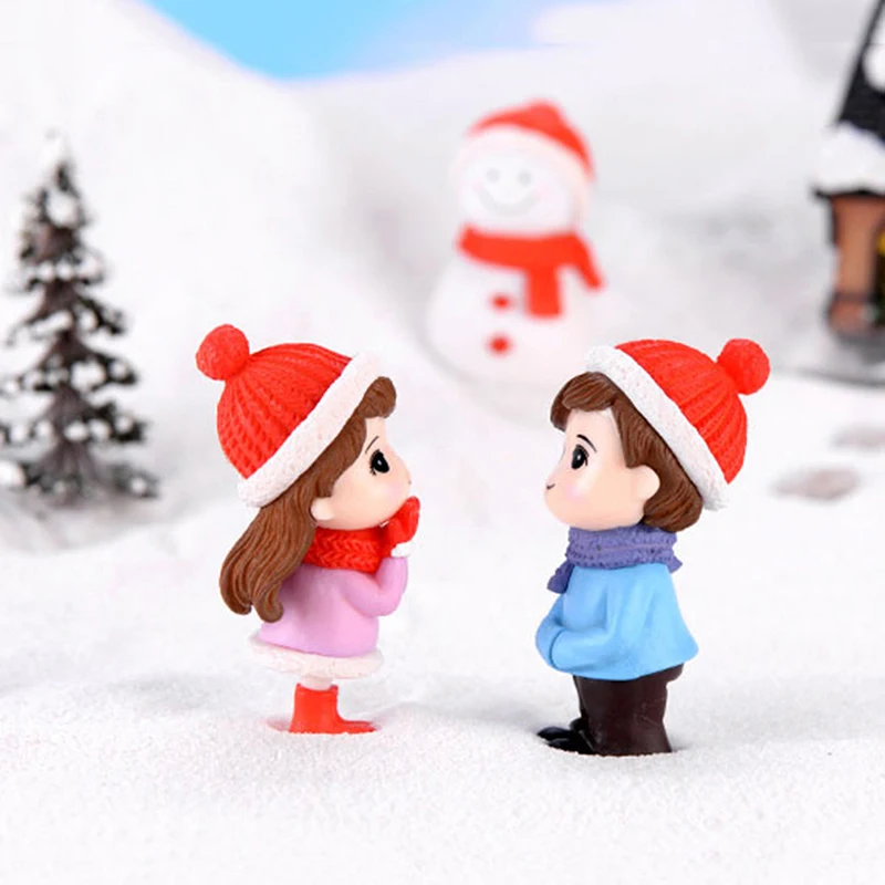 1 пара полимерная Мини Пара Снеговик статуя ремесленника сад миниатюрный микро