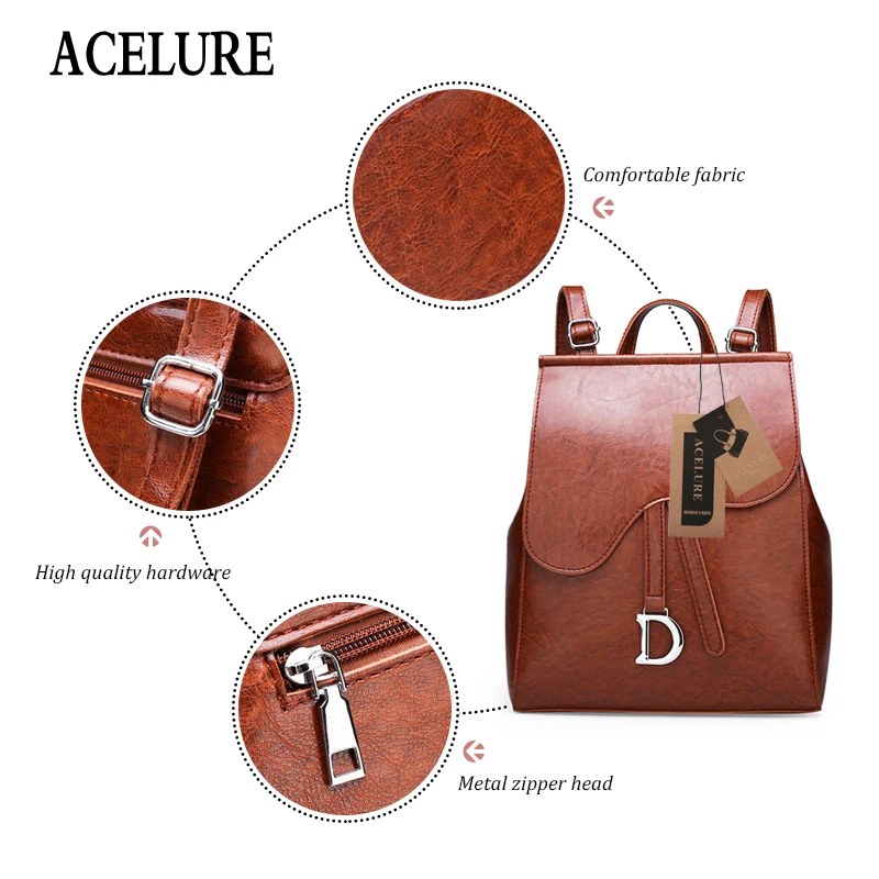 ACELURE, женские кожаные рюкзаки, женская сумка на плечо, Sac A Dos, женский рюкзак, винтажные школьные сумки для девочек, для путешествий, Новинка
