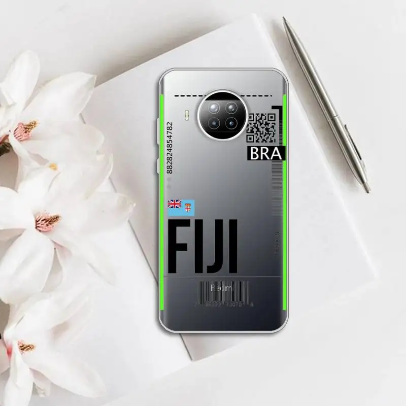 

Air ticket USA city London Paris Tokyo Travel Phone Case Transparent for Xiaomi Redmi note 10 t 8 9 pro lite 11