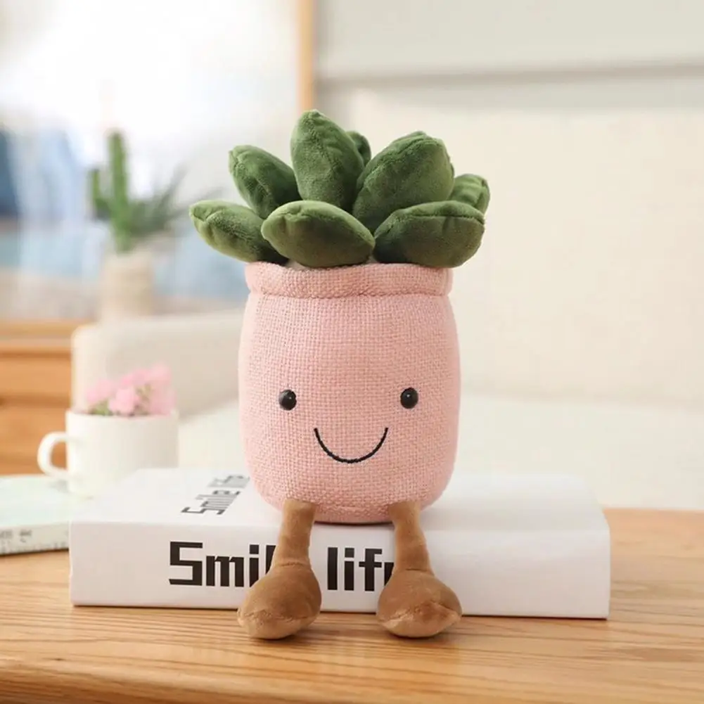 

Lifelike Tulip&Succulent Plants Plush Stuffed Decor Toys Soft Bookshelf Decor Doll Creative Potted Flowers Pillow for Girls H9T8
