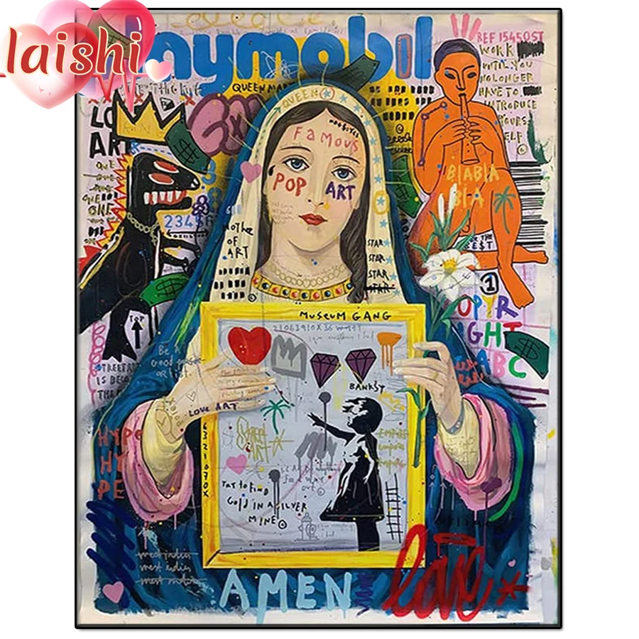 

DIY 5D Graffiti art, virgin Diamond Painting Cross Stitch Kits Full drill Embroidery Mosaic Art Picture of Rhinestones Decor