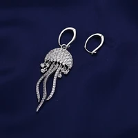 luxury asymmetrical ear piercing sparking cubic zirconia jellyfish tassel earring drop fashion korean earrings for women gifts