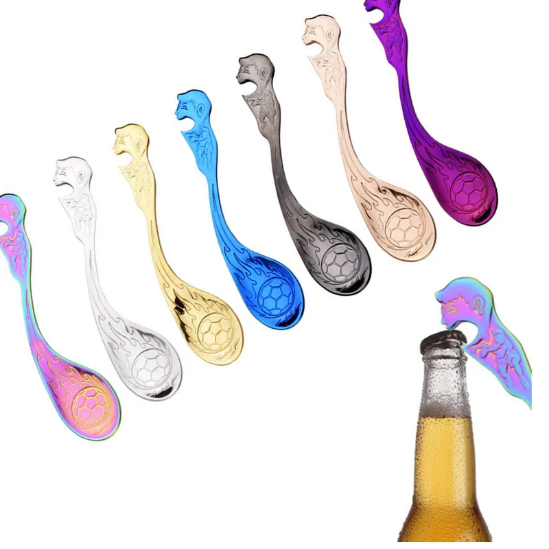 

304 Stainless Steel Coffee Spoon Football Tableware Embossed Mixing Spoons Creative Bottle Can Opener for Bar Home Kitchen Gifts