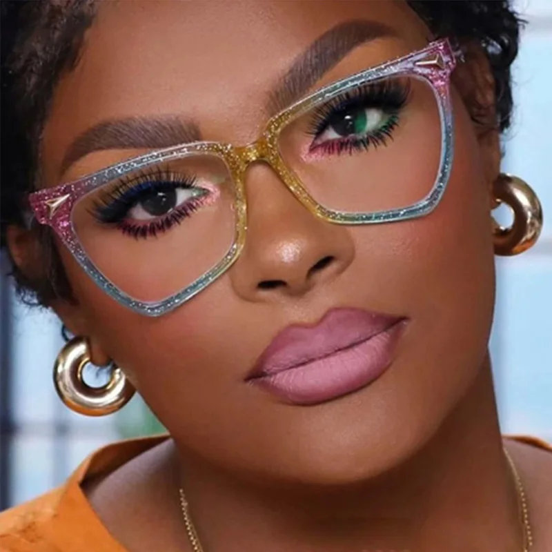 80007 радужные очки кошачий глаз с защитой от синего света оправа желеобразных