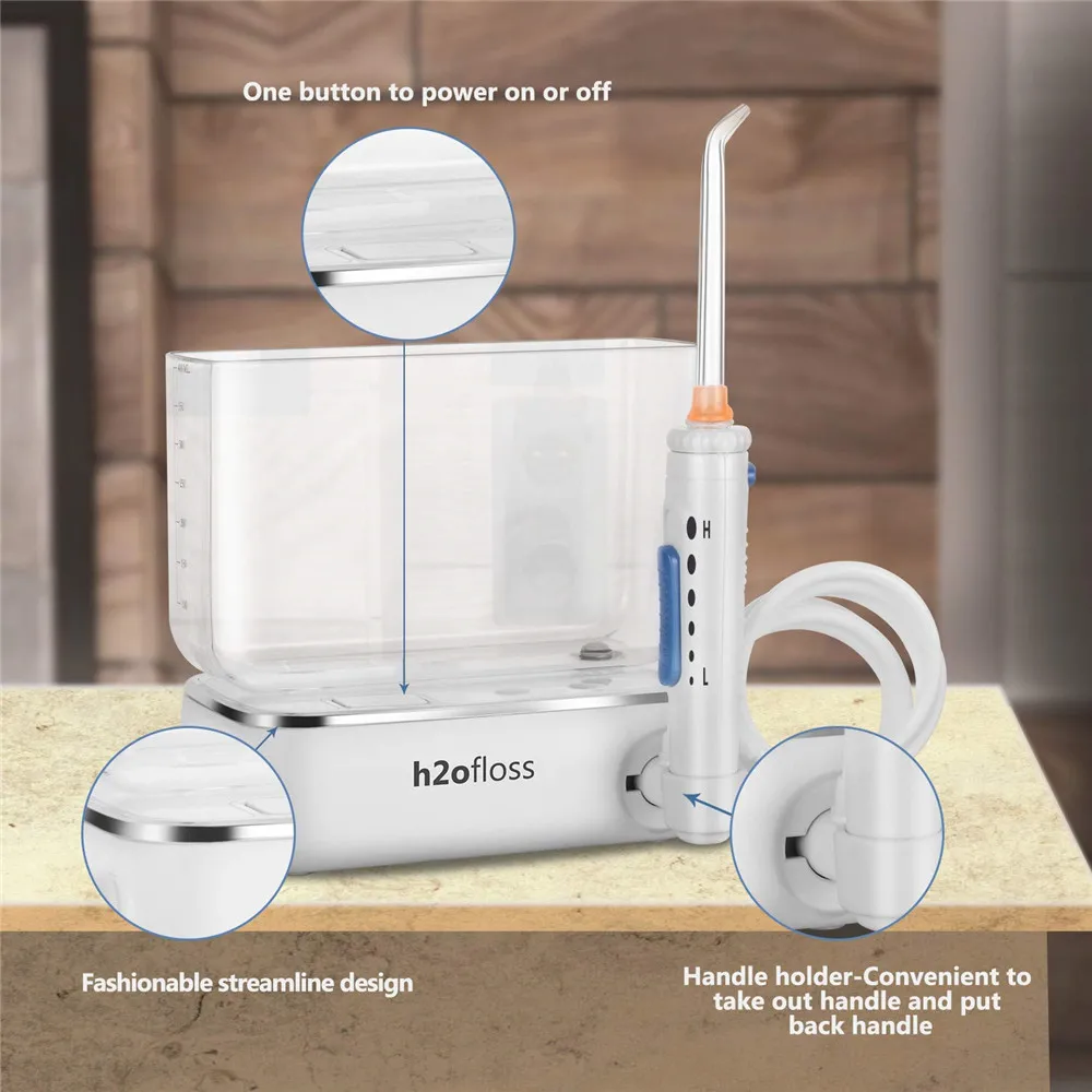 

H20floss Oral Irrigator Dental Profesional Water Flosser Oral Irrigador Teeth Cleaner Spa Three Modes USB Rechargeable Family