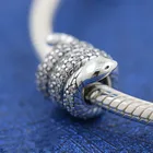 925 стерлингового серебра 2020 Новый Осень сверкающий завернутый Змея Подвески бусины для браслетов, оригинал, сделай сам, ювелирные изделия из драгоценных металлов для женщин