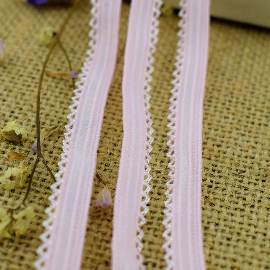 #224 розовые эластичные ленты сетчатые Стрейчевые кружевные края 8 цветов отделка