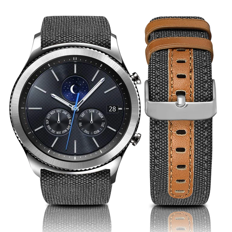 Ремешок для часов Samsung Galaxy ремешок из ткани и кожи 22 мм 20 42 46 Active 2 44 м 40 Gear S3 |