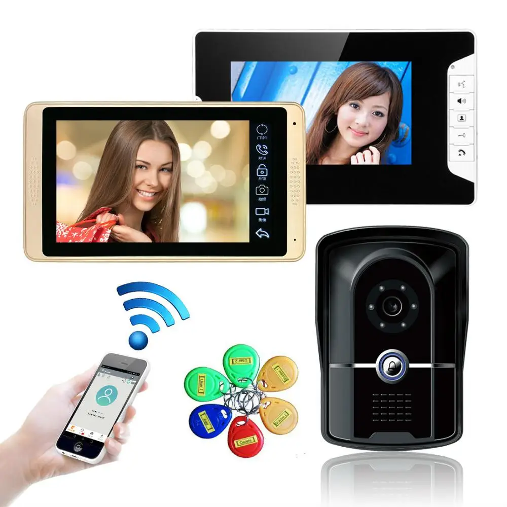 Видеодомофон с Wi Fi RFID 7 дюймов 2 монитора|Видеодомофон| |