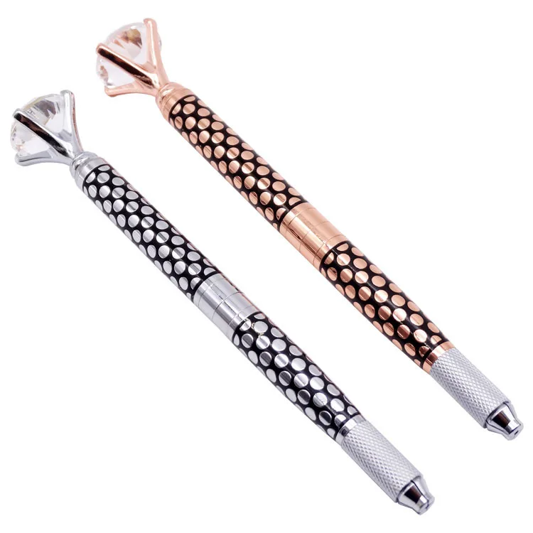 

2 Types Eyebrow Manual Pen Microblading Tattoo Machine For Permanent Eyebrow Lip Embroidery Munsu Tebori With Crystal Diamond