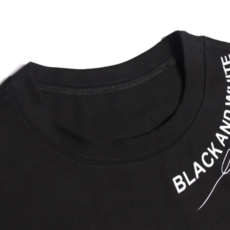 

XITAO Irregular Letter Print Black T Shirt Women Clothes 2020 Spring New Plus Size Pullover Full Sleeve Match All Tee Top XJ3943