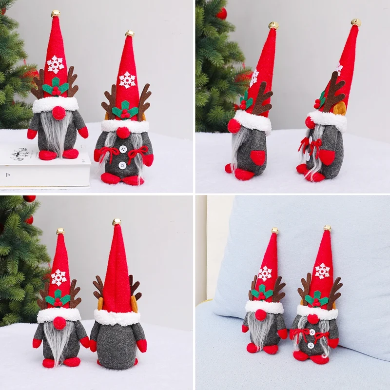 Рождественский подарок красного цвета с изображением оленьих рогов Рудольф