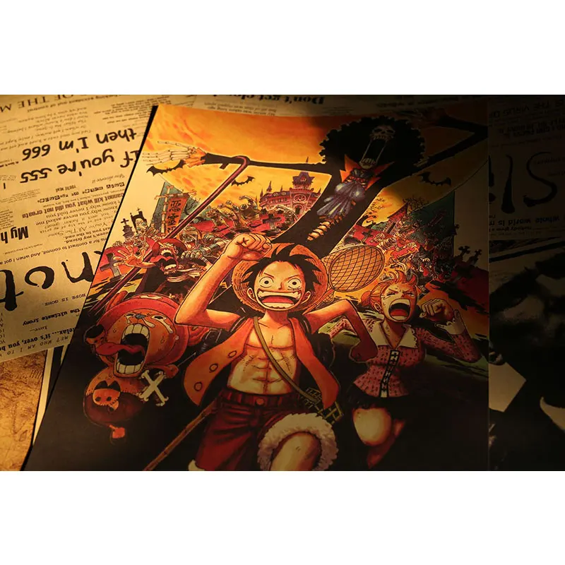 AIMEER Аниме One Piece Luffy Brook мультяшный персонаж коллекция N стиль ретро крафт бумага