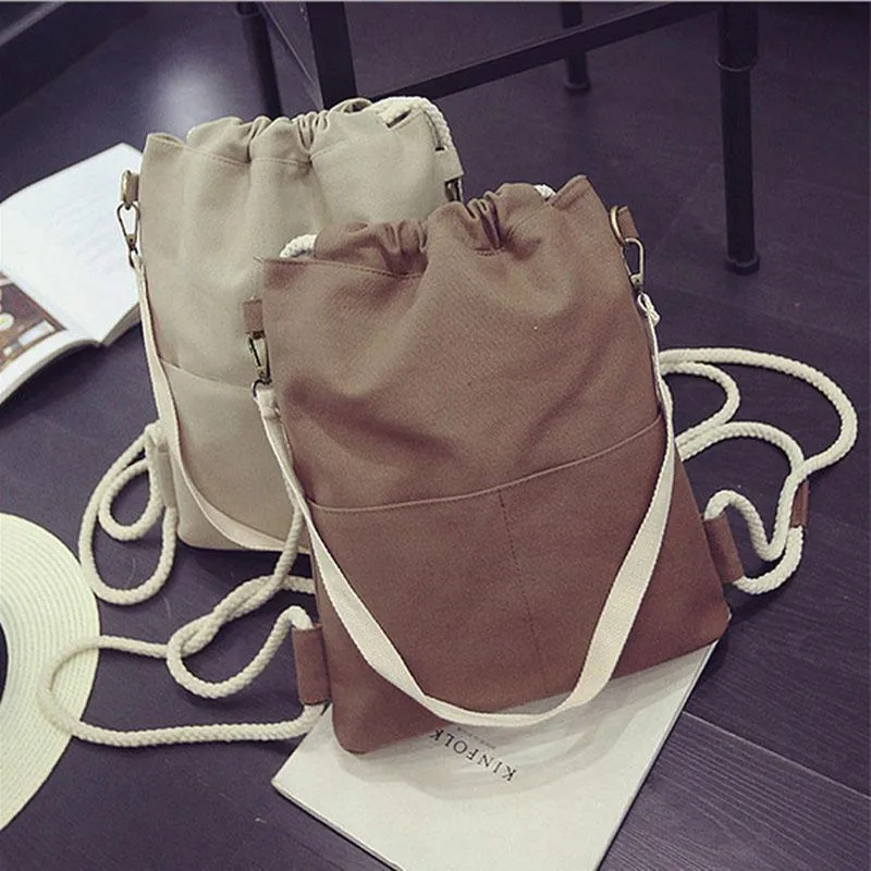 

Drawstring Beach bag Women Backpacks Casual Canvas Travel Bags 3 Colors