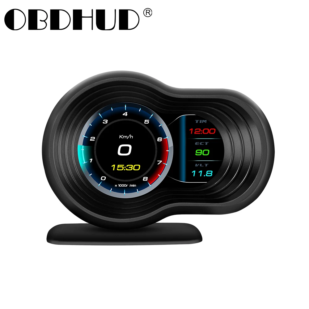 

OBDHUD F9 Newest Head Up Display Auto Display OBD2+GPS Smart Car HUD Gauge Digital Odometer Security Alarm Water&Oil temp RPM