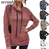 wywmy2021 european and american style hoodies women hooded sweatshirt fashion stripe high neck hooded t shirt women sweatshirts