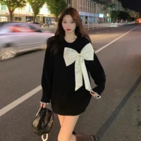 2021 winter new girls private romance womens loose knit sweater lazy pullover autumn design bow sweaterjersey mujer