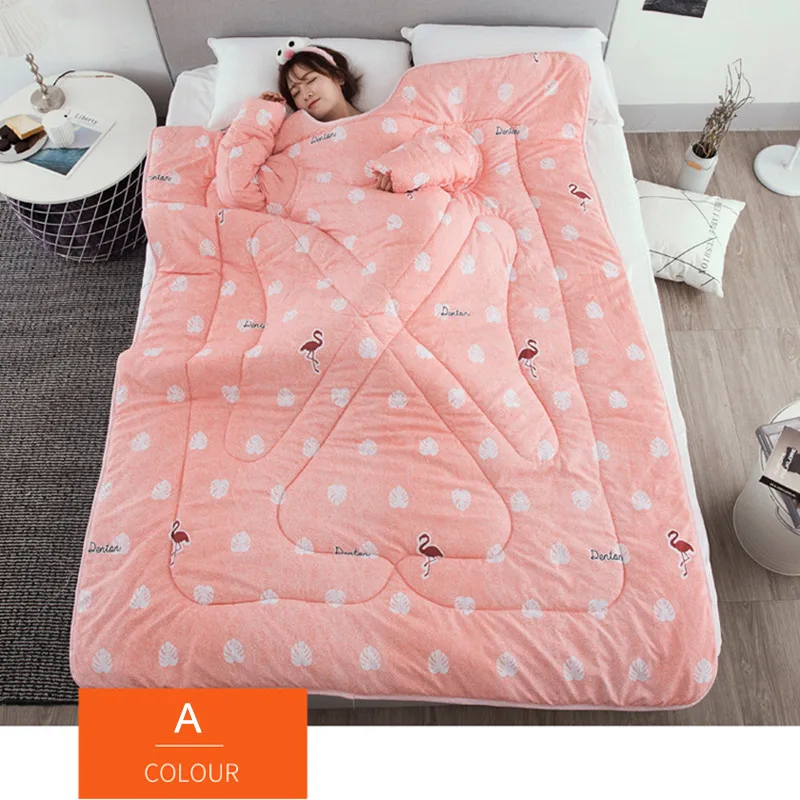 

Lazy Quilt with Sleeves Blanket Cape Cloak Nap Blanket Dormitory Mantle 150x200cm FBS889