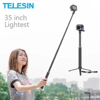 telesin 35inch carbon fiber lightest selfie stick aluminium alloy tripod for gopro hero 5 6 7 8 for osmo action camera acc