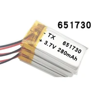 3 7v lithium polymer battery 651730 280mah small toys mp3 mp4 gps navigation mobile power