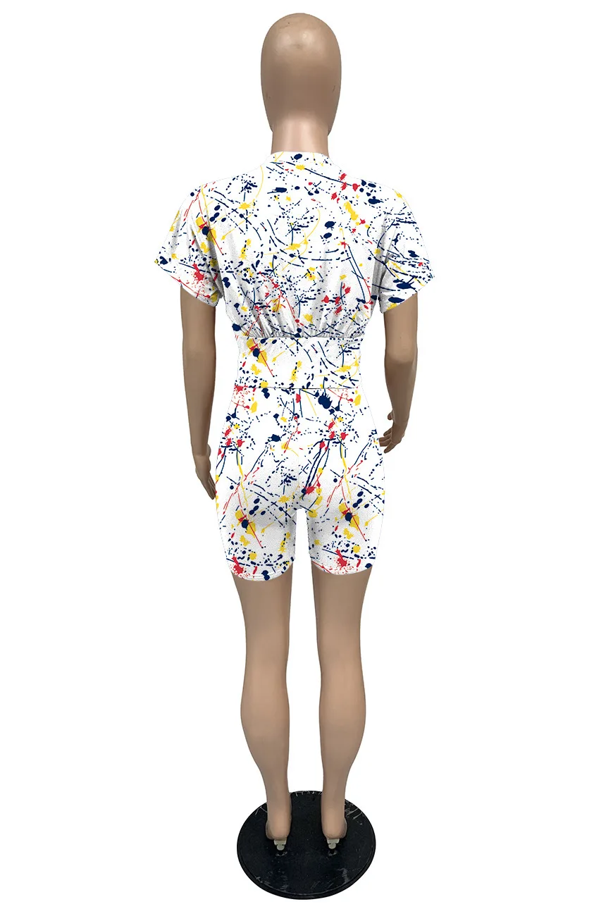 

Casual Women Summer Streetwear Set Female Fashion Skinny 2PCS Outfits T Shirt+Shorts Suit Women Two Piece Tracksuit Sets