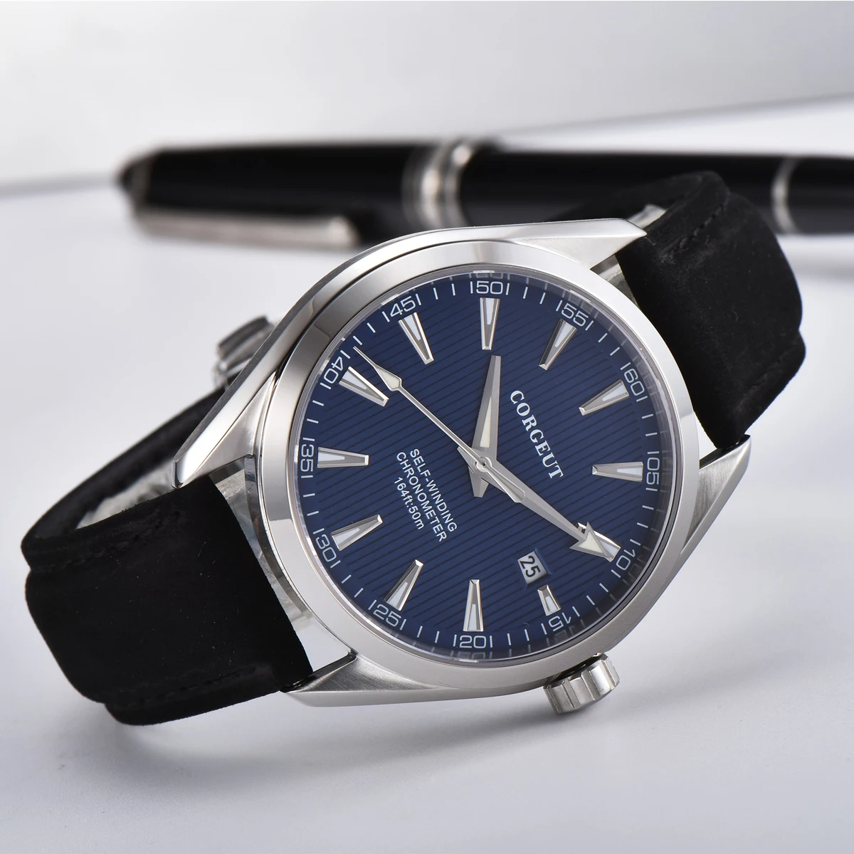 Точный бренд CORGEUT 41 мм Зеленый ночник Мужские автоматические механические