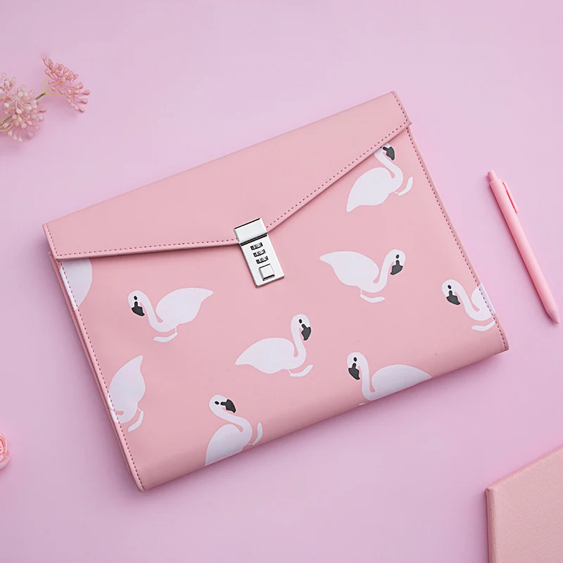 Папка А4 с замком сумка-Органайзер для документов фламинго чехол из