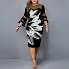 Женское вечернее платье, элегантное осеннее белое платье с цветочным принтом, женское Сетчатое повседневное вечерние с расклешенным рукавом, 4XL, 5XL, 2021