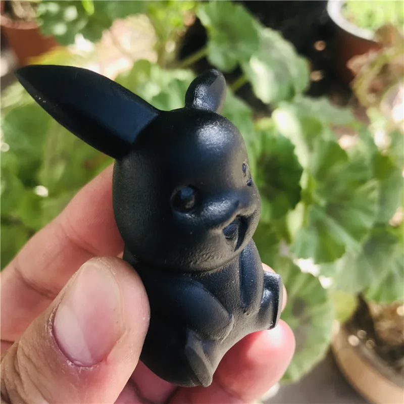 

Ships natural obsidian quartz Pikachu hand carved crystal polished quartz treatment gem