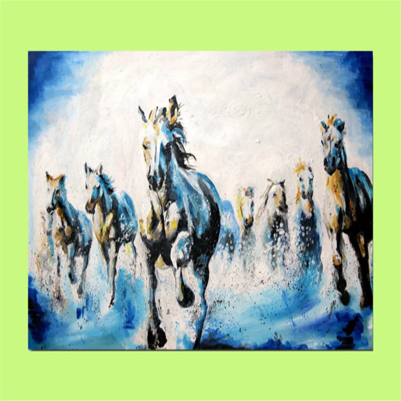 

Personality Adornment Picture Fashion Colorful Watercolour New Running Horses Animals Spray Oil Canvas Household Wall Art Decor