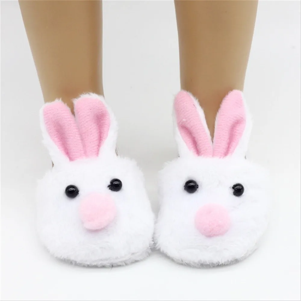 

Cute Doll Shoes White Felt Slippers for 18inch Baby Dolls 43cm Height Born Doll Accessories