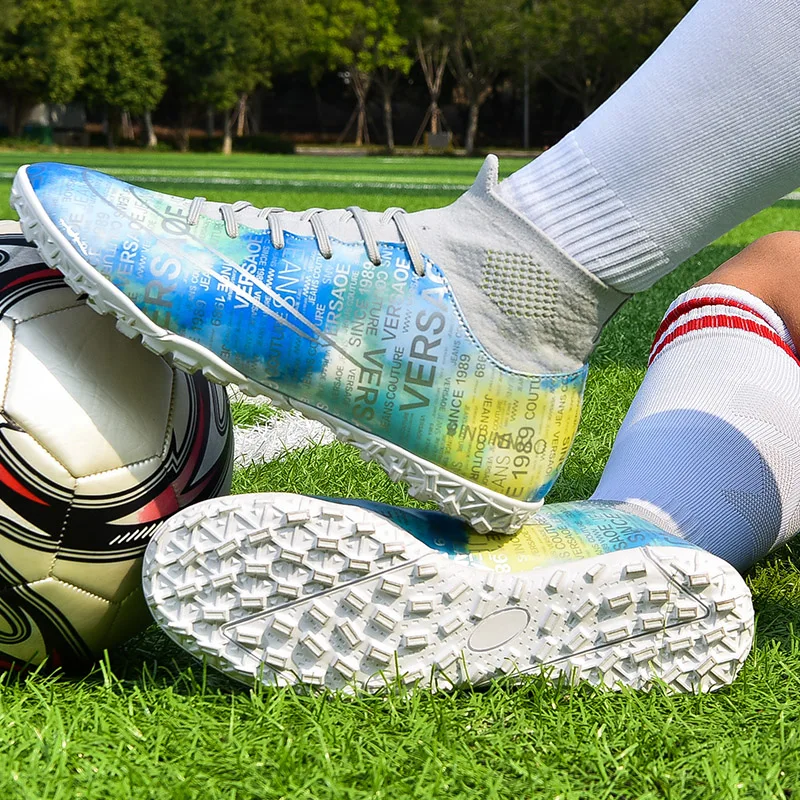

2021 New Socks Soccer Shoes Men High Ankle Football Shoes Kids Sports Shoes AG/FG Soccer Cleats Indoor Nonslip Turf Sneakers Man