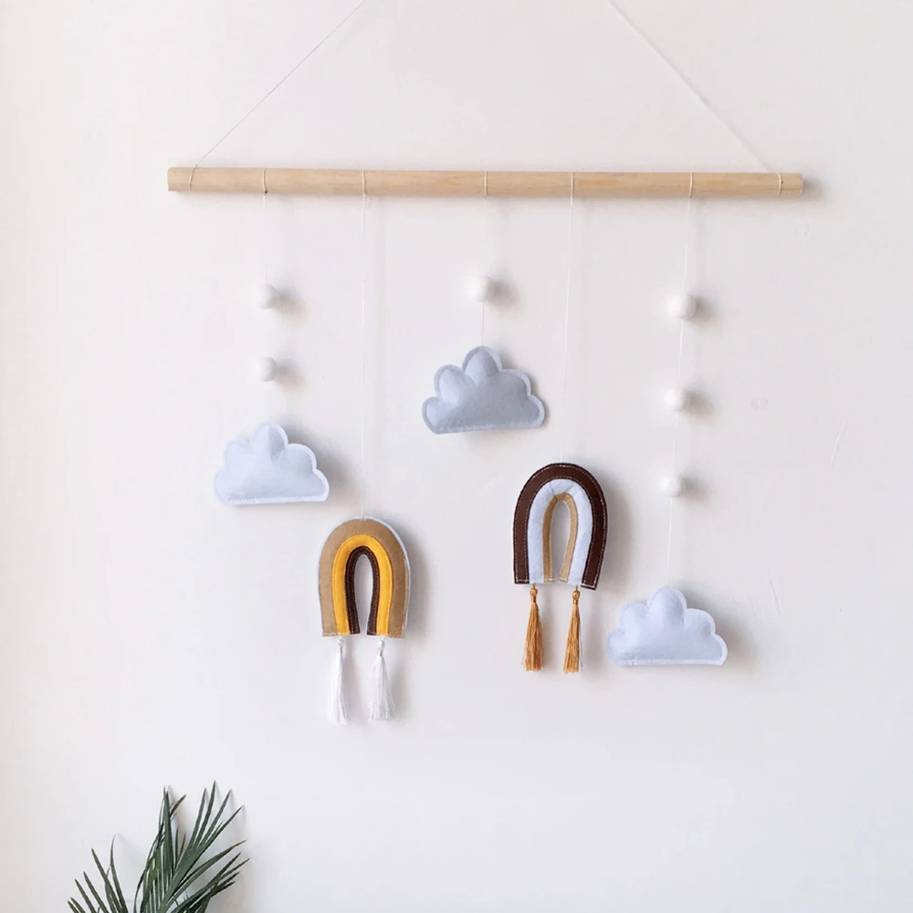 Милые фетровые облака Радуга Настенный декор для детской комнаты детская
