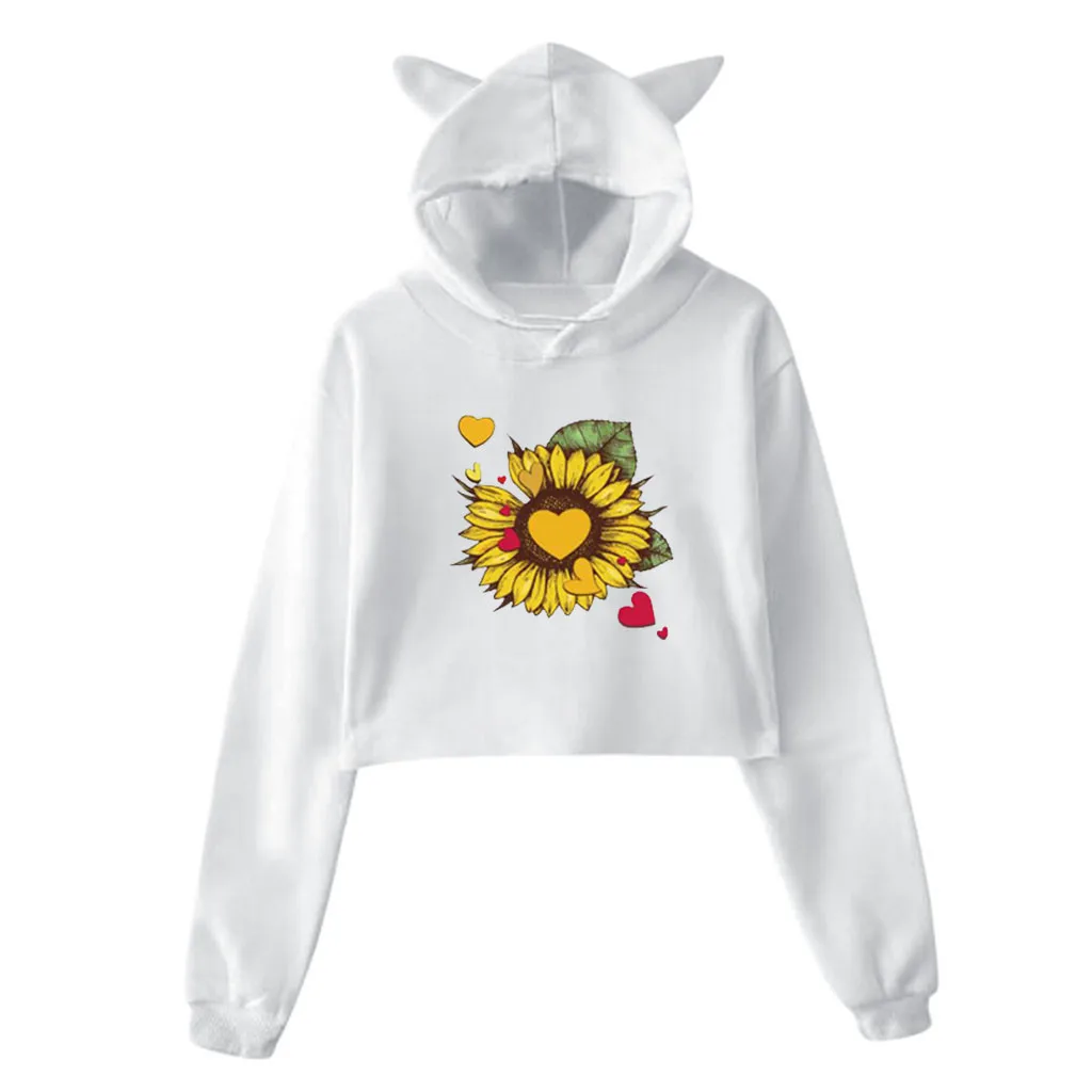 Лидер продаж Женская толстовка поясничные толстовки с принтом длинными рукавами