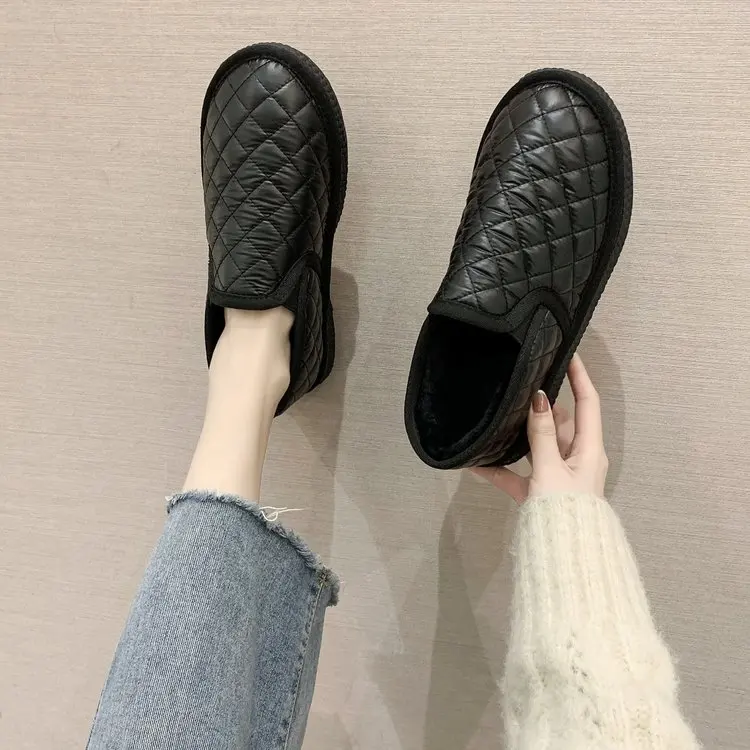 

Winter Shoes Women Slip-on All-Match Low Heels Modis Round Toe Female Footwear Slip On 2021 New Dress Fashion Slip-On Lace-Up So