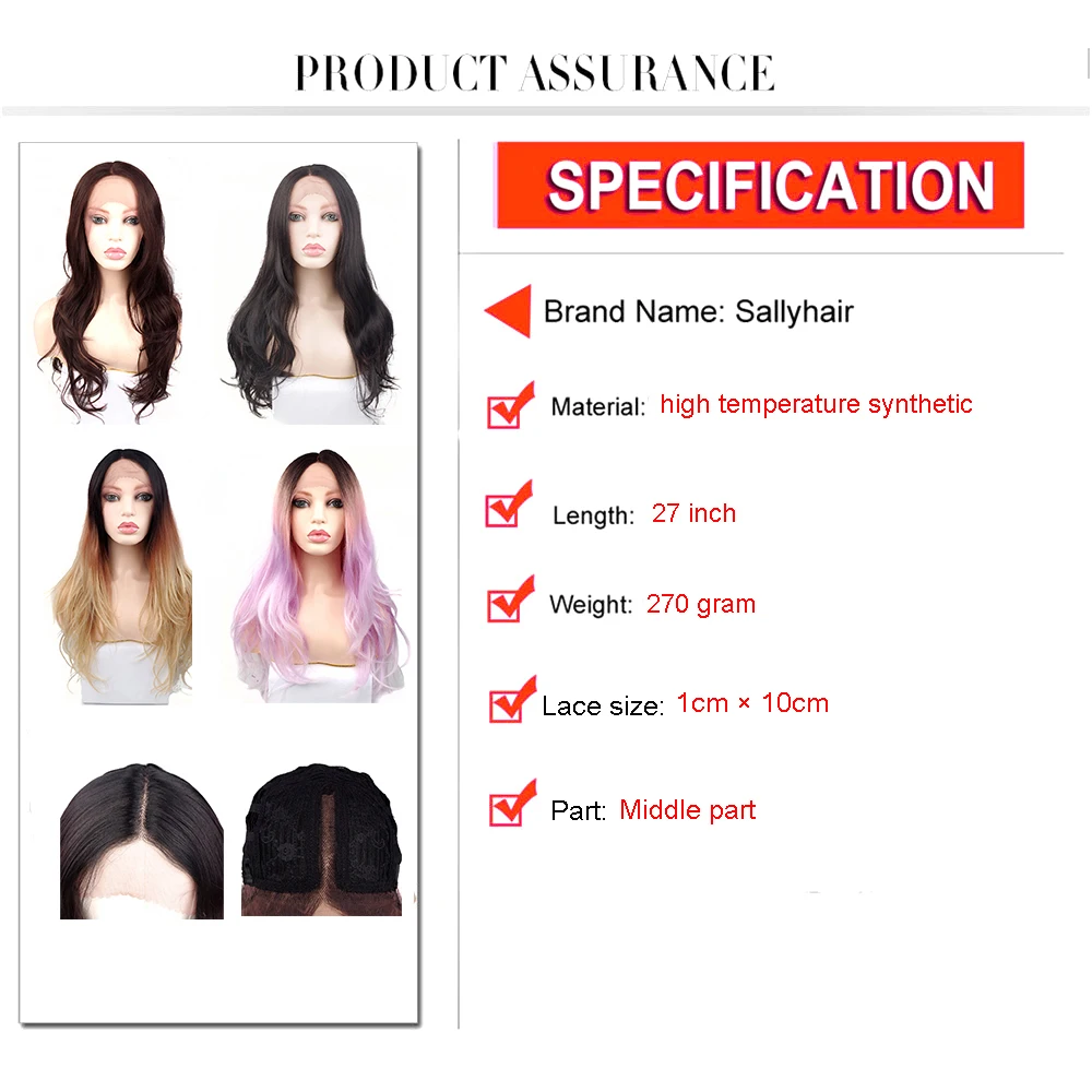 Ombre Color Lace Front Wig Synthetic Wigs Long Middle L Part Natural Wave Black Pink Wavy DIY Hair Hairstyles | Шиньоны и парики
