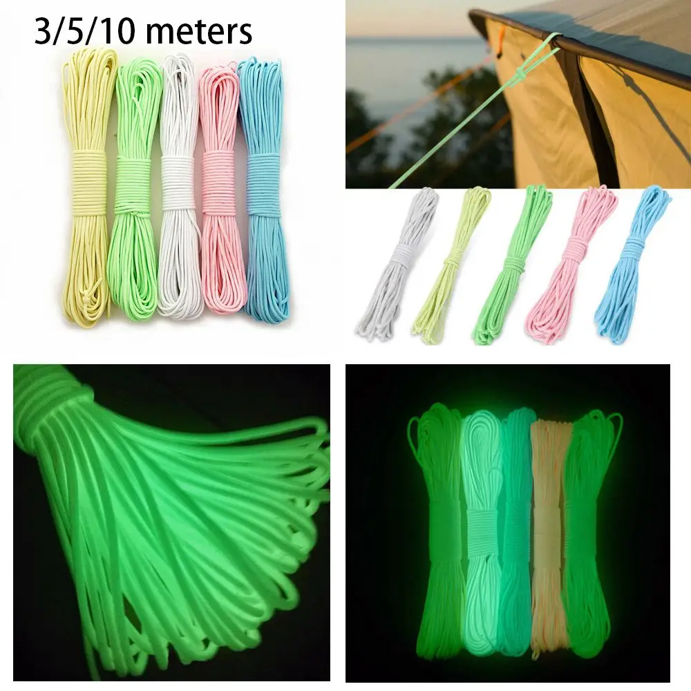 3/5/10 Meters Survival Paracord Luminous Rope Camp Glow Paracord 550LB 7 Strands Paracord Cords Lanyard Ropes Camping Equipment