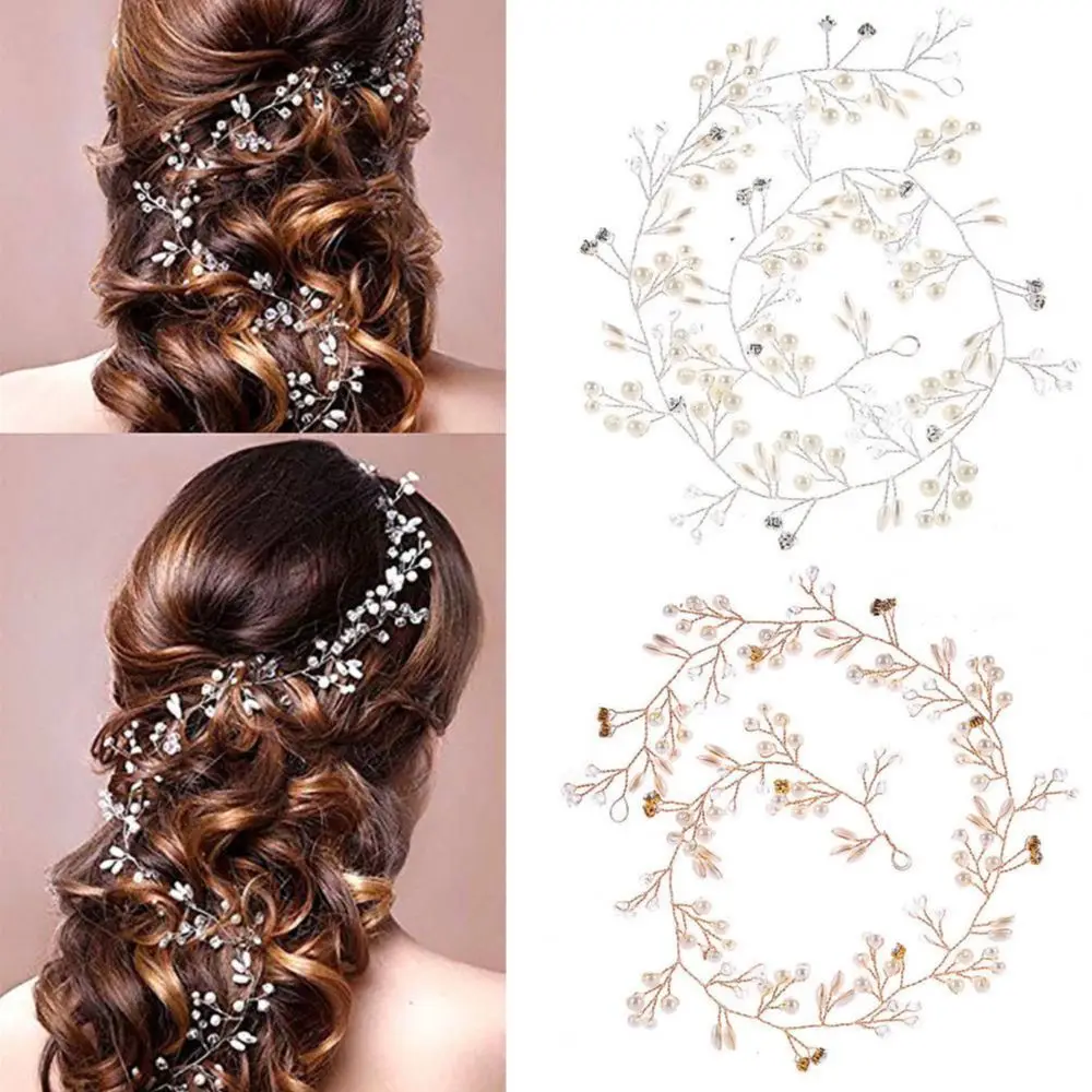 

Elegant Bridal Hair Vine Imitation Pearl Bridal Hair Vine Shinning Multipurpose Fake Pearl Hair Vine Banquet Party Decor