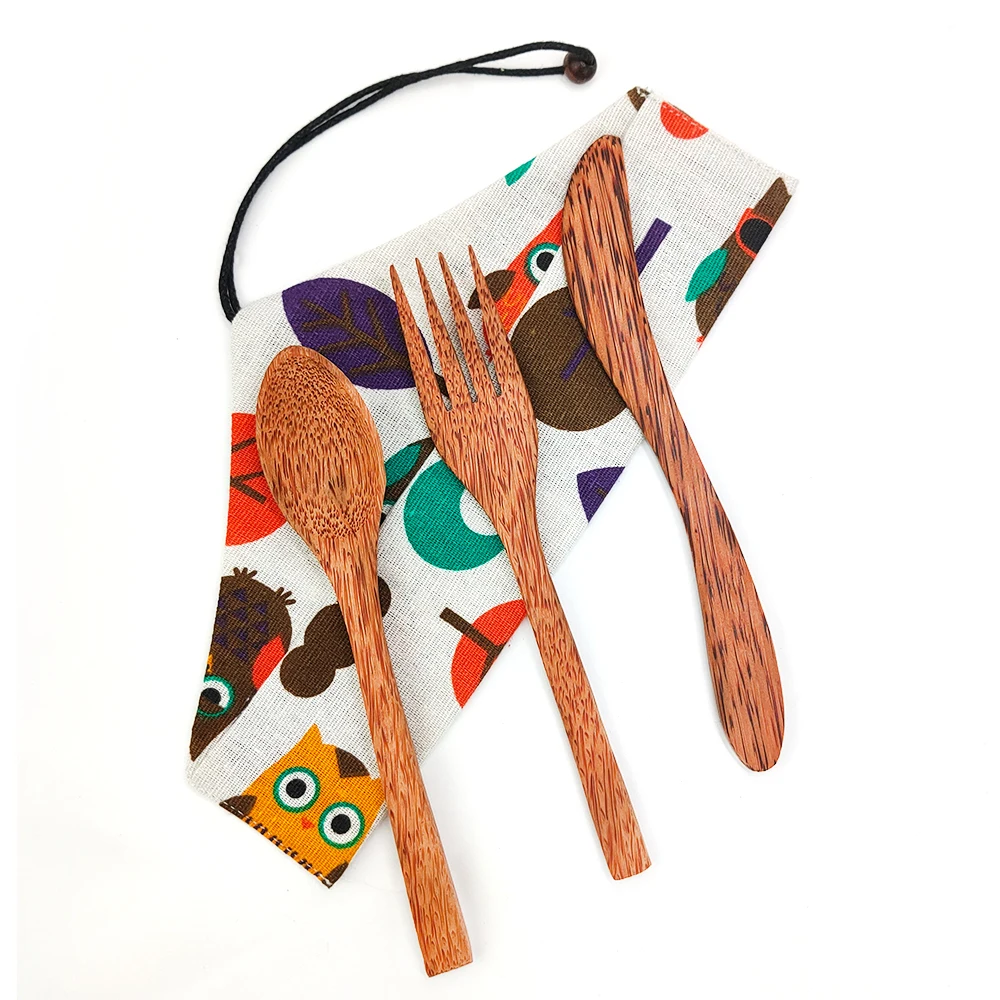 3 комплект столовых приборов натуральные кокосовые кокосового масла