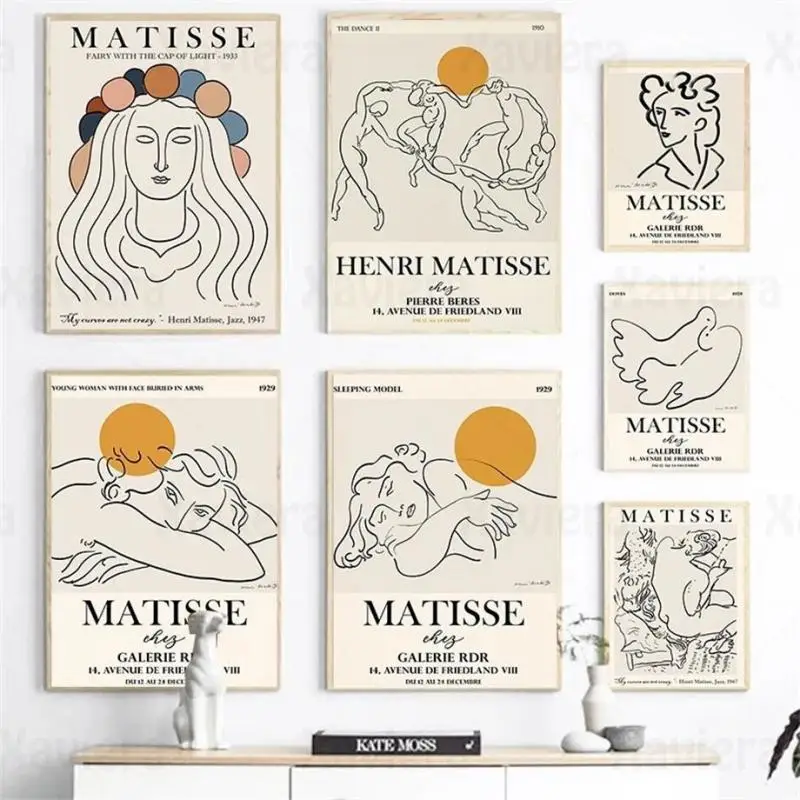 

Minimalist Abstract Matisse Poster Girl Lines Bird Illustration Vintage Wall Art Canvas Painting Home Decor Wall Pictures Mural