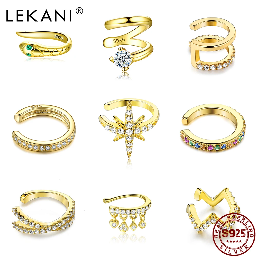 

Single Gold Colors Clip Earring For Women 1PCS 925 Sterling Silver Clear Cubic Zirconia Earrings Romantic Fine Gifts New Jewelry