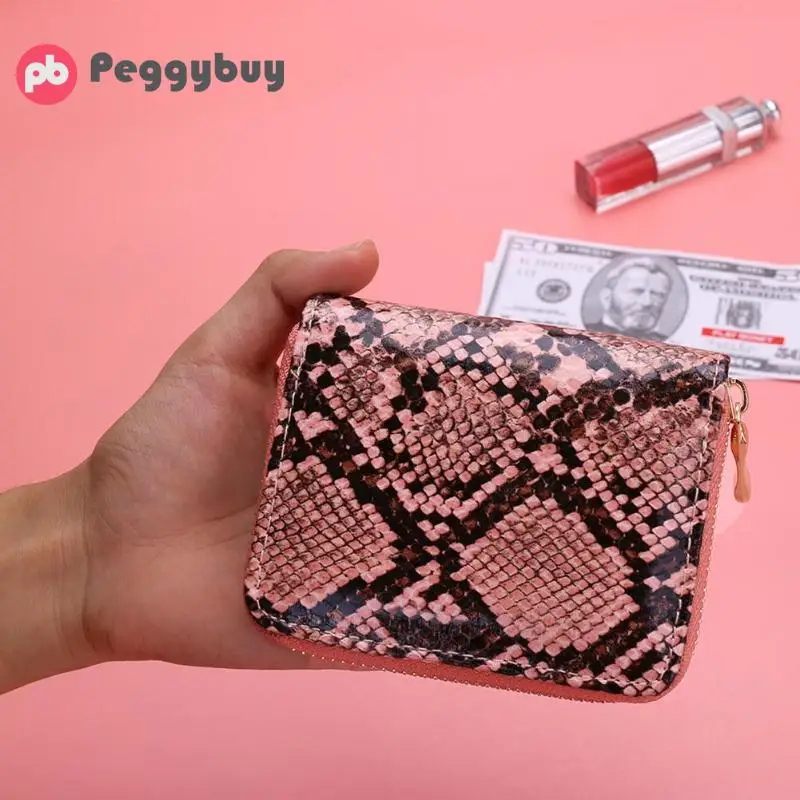Модный клатч из искусственной кожи женский короткий кошелек со змеиной
