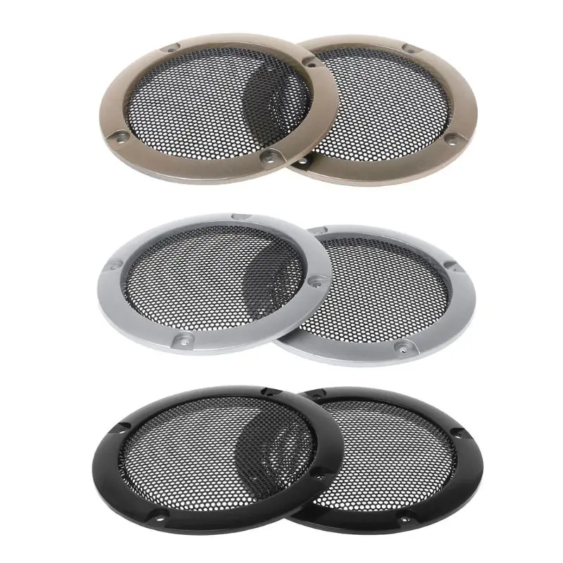 

2Pcs Speaker Grills 3" Protective Subwoofer Frame Grille Cover Steel Mesh Decorative Circle DIY Accessories