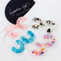 2021 new korea trendy transparent resin hoop earrings for women girls geometric irregular colorful acrylic earring party jewelry