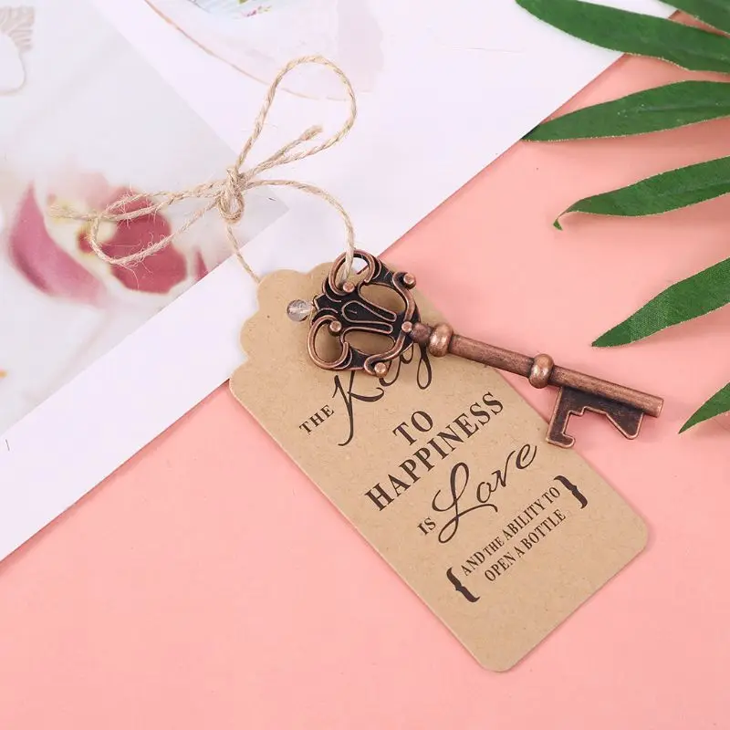 50x винтажный скелет ключ открывалка для бутылок + бирка карты сувениры свадебной